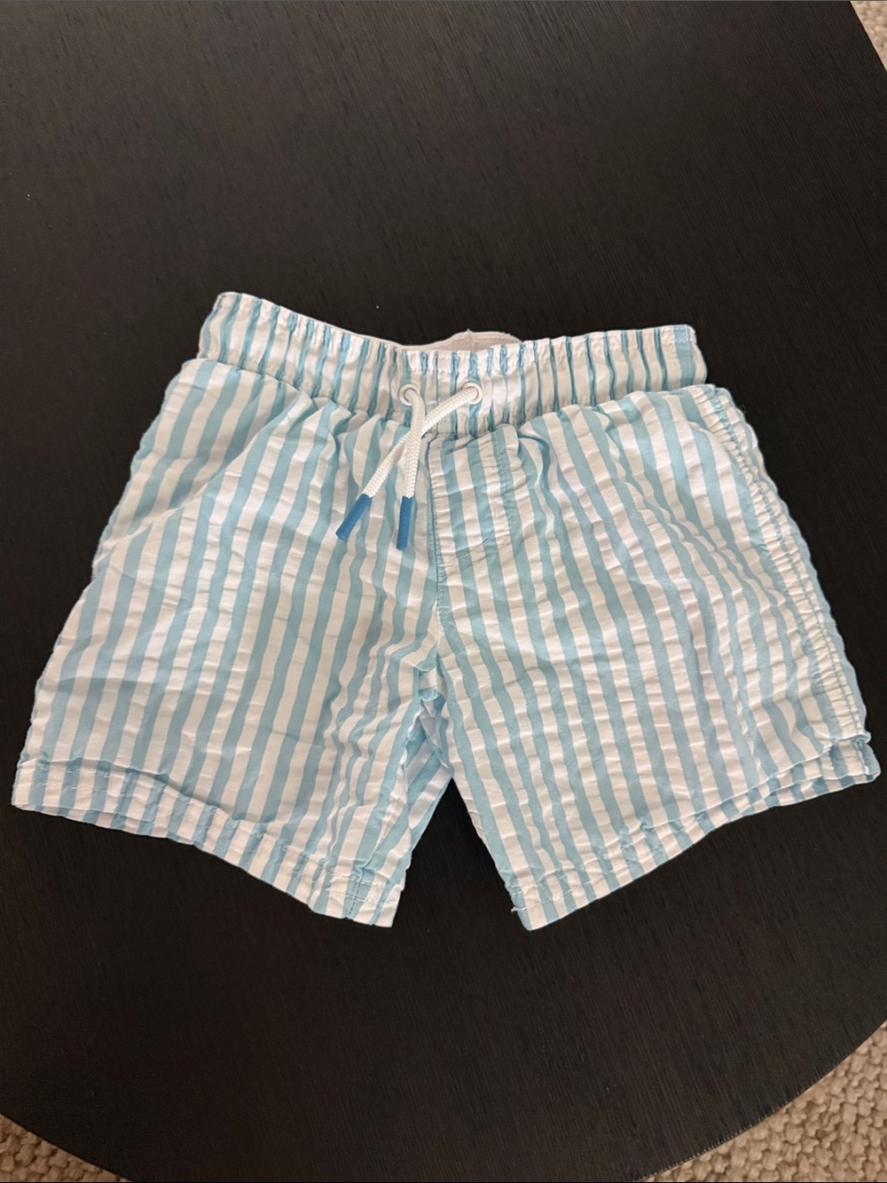 Cat & Jack Blue and White Striped Kids Swim Trunks 5T